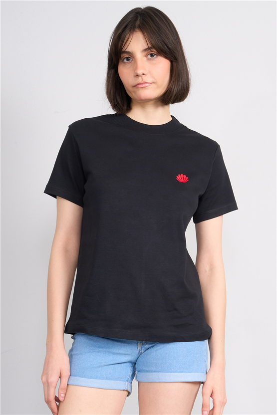 Ikoll Y26 1004963 002 Siyah İstiridye Nakışlı T-shirt