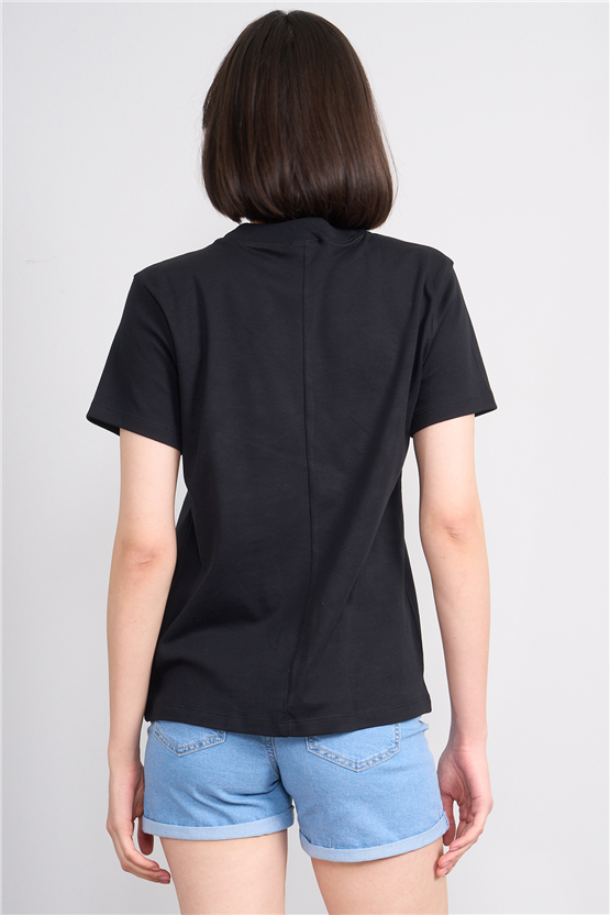 Ikoll Y26 1004963 002 Siyah İstiridye Nakışlı T-shirt