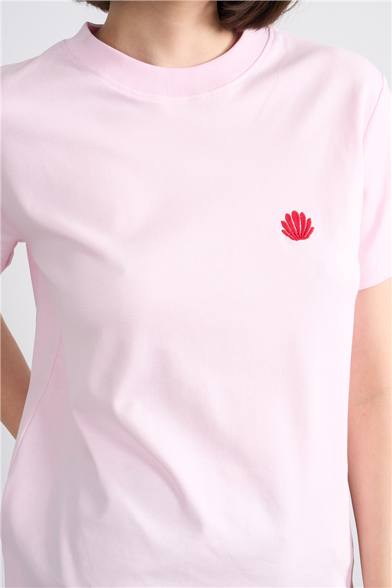 Ikoll Y26 1004963 025 Pembe İstiridye Nakışlı T-shirt