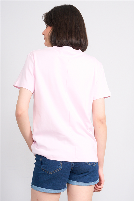 Ikoll Y26 1004963 025 Pembe İstiridye Nakışlı T-shirt