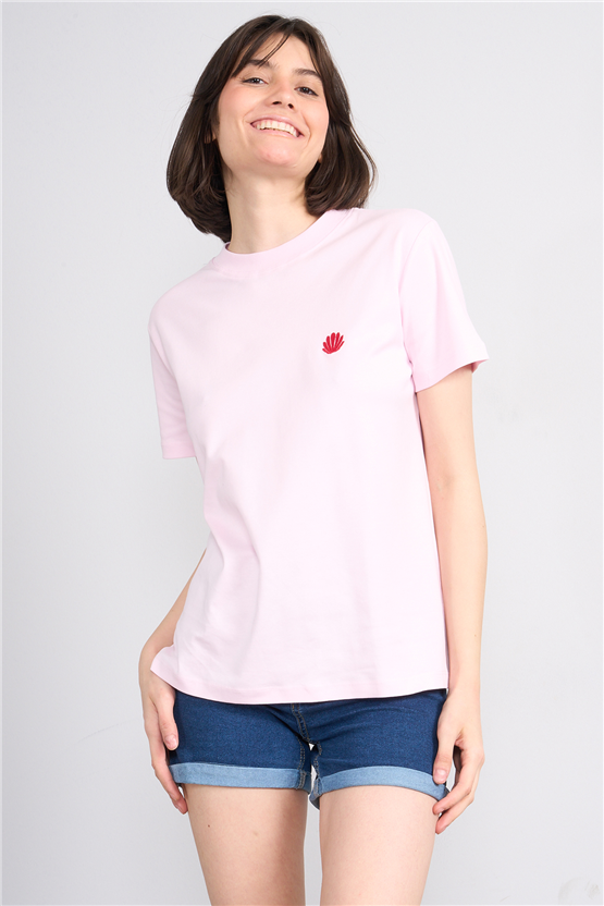 Ikoll Y26 1004963 025 Pembe İstiridye Nakışlı T-shirt