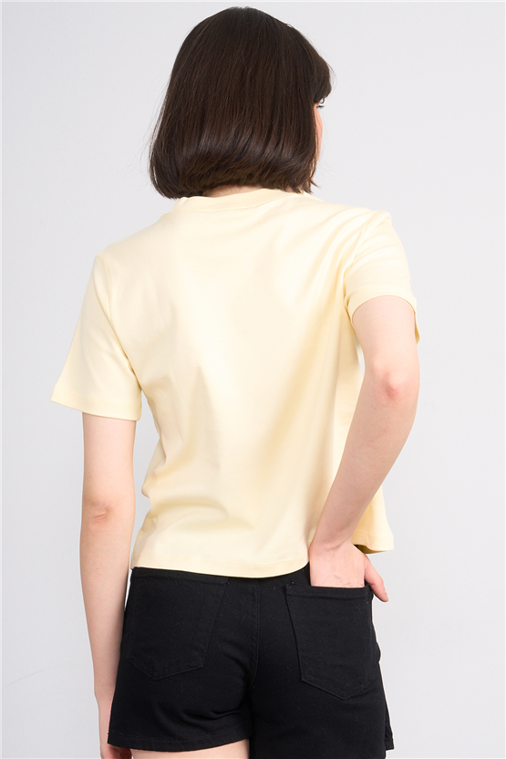 Ikoll Y26 1005114 008 Sarı Kalp Taslı T-shirt
