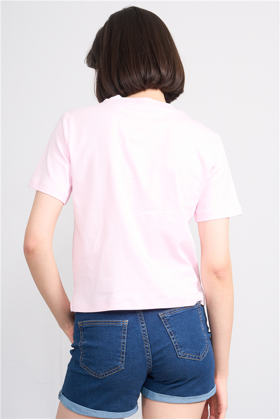 Ikoll Y26 1005114 025 Pembe Kalp Taslı T-shirt