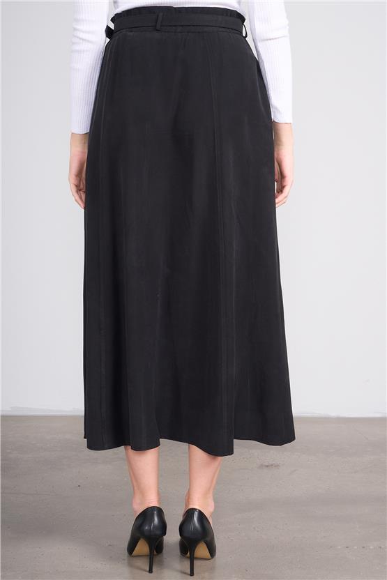 Ikoll K26 0035996 002 Sıyah Kadın Kemerlı Genıs Etek