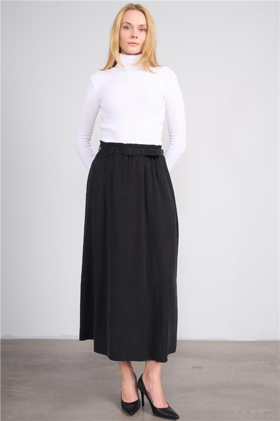 Ikoll K26 0035996 002 Sıyah Kadın Kemerlı Genıs Etek