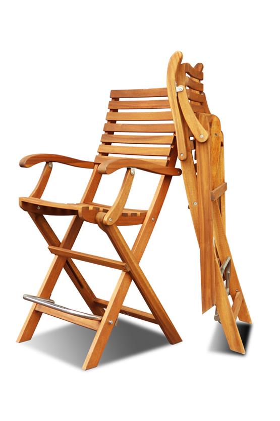 İnterbuild Casino Bar Ahşap Koltuk Katlanabilir Sandalye (2li Paket) Altın Tik- 669773