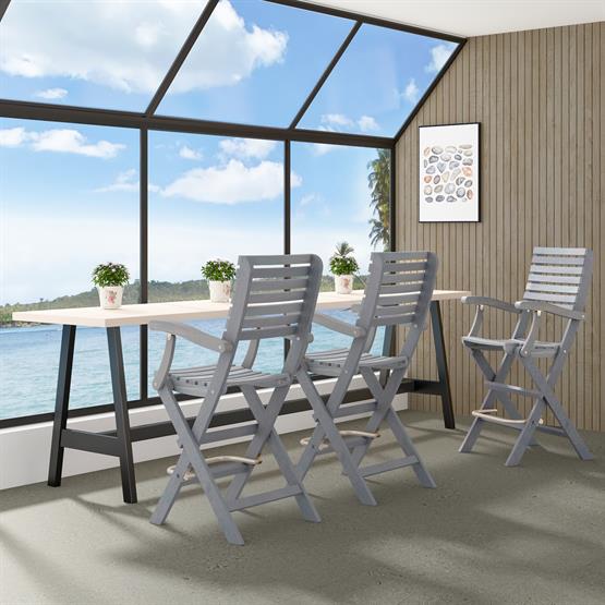 İnterbuild Casino Bar Katlanabilir Ahşap Koltuk (2li Paket) Alaca Gri - 676382