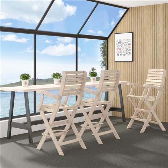 İnterbuild Casino Bar Katlanabilir Ahşap Koltuk (2li Paket) Organik Beyaz - 676375