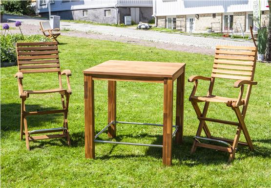 İnterbuild Chicago Bar Yüksek Masa Masif Akasya Ahşap (75x75x95 cm) Altın Tik - 671509