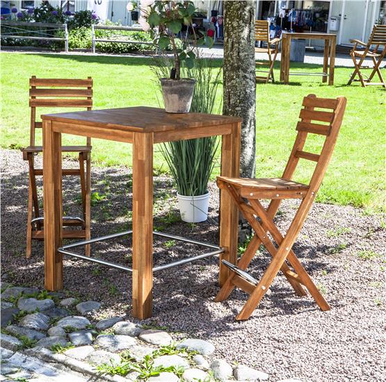 İnterbuild Chicago Bar Yüksek Masa Masif Akasya Ahşap (75x75x95 cm) Altın Tik - 671509