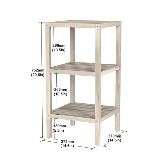 İnterbuild Masif Akasya Ahşap 3 Katlı Raf Çok Amaçlı Masif Raf (Org Beyaz) - 672728