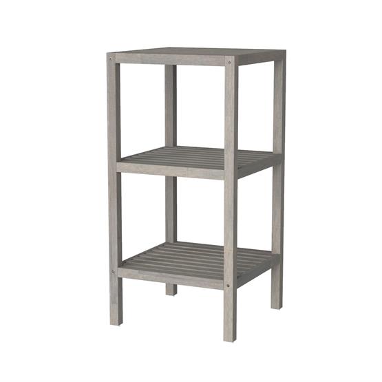 İnterbuild Masif Akasya Ahşap 3 Katlı Raf Çok Amaçlı Masif Raf (Alaca Gri) - 672995