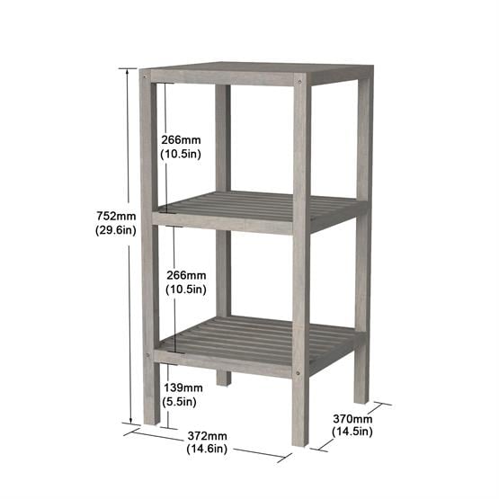 İnterbuild Masif Akasya Ahşap 3 Katlı Raf Çok Amaçlı Masif Raf (Alaca Gri) - 672995