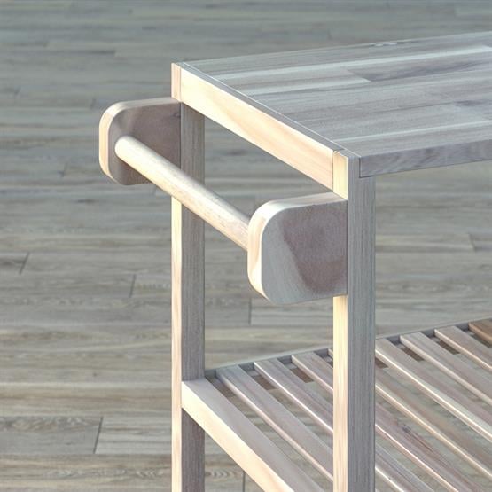 İnterbuild Masif Akasya Ahşap Holger Servis Arabası (799x349x850 mm) Org Beyaz - 674791