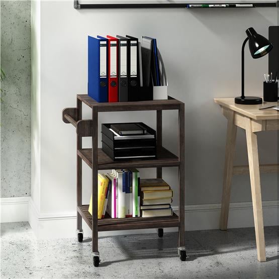 İnterbuild Masif Akasya Ahşap Holger Servis Arabası (520x520x850 mm) Espresso - 674814