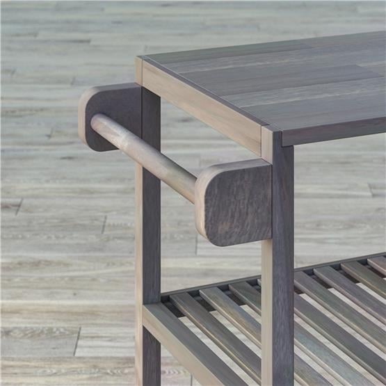 İnterbuild Masif Akasya Ahşap Holger Servis Arabası (799x349x850 mm) Alaca Gri - 674784