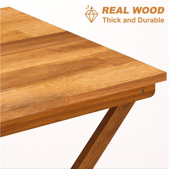 İnterbuild Masif Akasya Ahşap Sydney Katlanır İç Mekan/Dış Mekan Masa Altın Tik - 671516