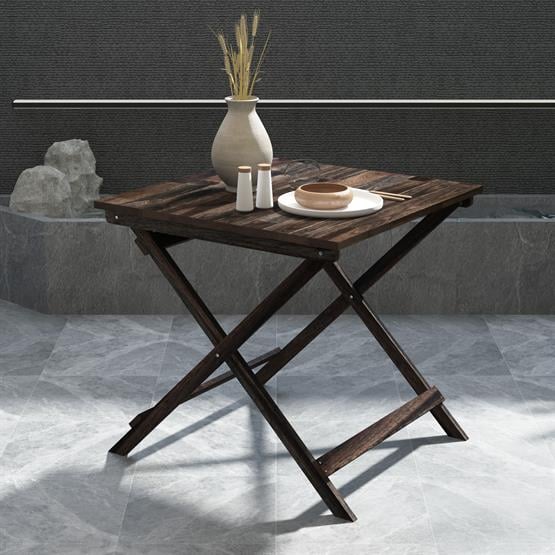 İnterbuild Masif Akasya Ahşap Sydney Katlanır İç Mekan/Dış Mekan Masa Espresso - 675651