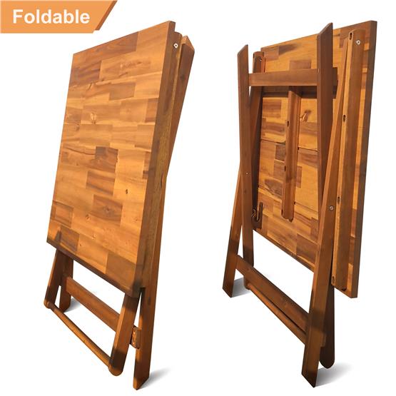 İnterbuild Masif Akasya Ahşap Sydney Katlanır İç Mekan/Dış Mekan Masa Altın Tik - 671516