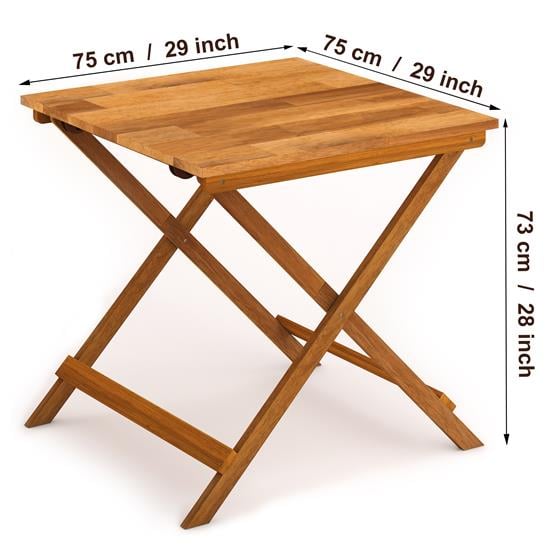 İnterbuild Masif Akasya Ahşap Sydney Katlanır İç Mekan/Dış Mekan Masa Altın Tik - 671516