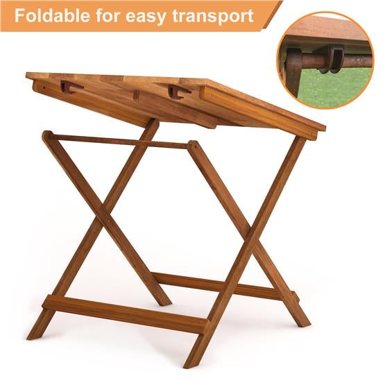 İnterbuild Masif Akasya Ahşap Sydney Katlanır İç Mekan/Dış Mekan Masa Altın Tik - 671516