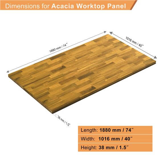 İnterbuild Masif Akasya B/C Panel /Tezgah (1880x1016x38 mm)  Açık Meşe - PNL 04015