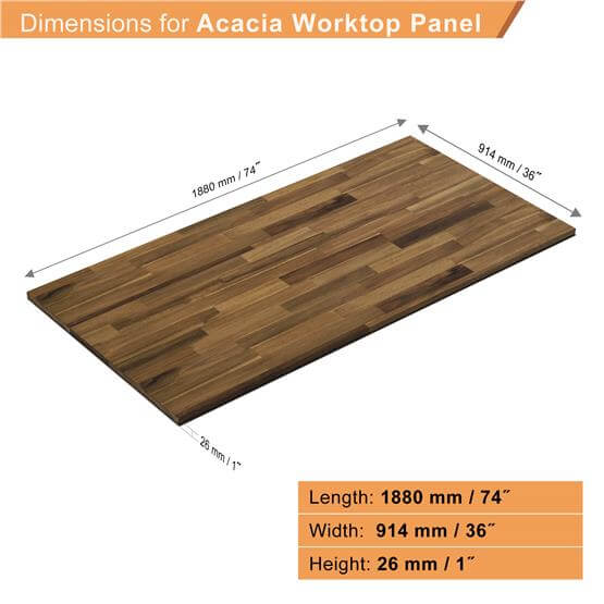 İnterbuild Masif Akasya B/C Panel /Tezgah 1880x914x26 mm Kahve - 669230