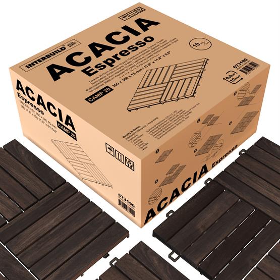 İnterbuild Masif Akasya Zemin Kaplaması 30x30 cm (10lu Paket) Espresso - 673190