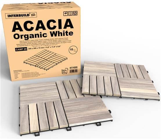 İnterbuild Masif Akasya Zemin Kaplaması 30x30 cm (10lu Paket) Org Beyaz - 673206