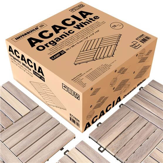 İnterbuild Masif Akasya Zemin Kaplaması 30x30 cm (10lu Paket) Org Beyaz - 673206