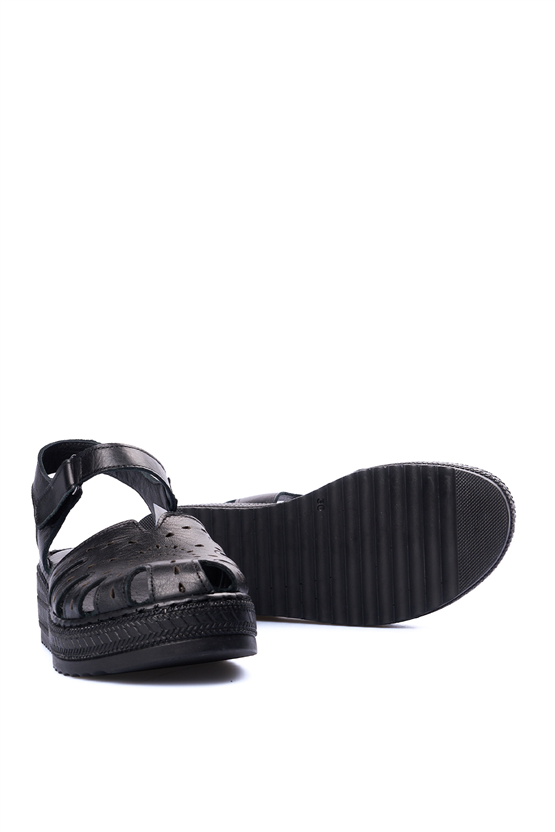 İrem 25 3660 Siyah Kadın Derı Sandalet