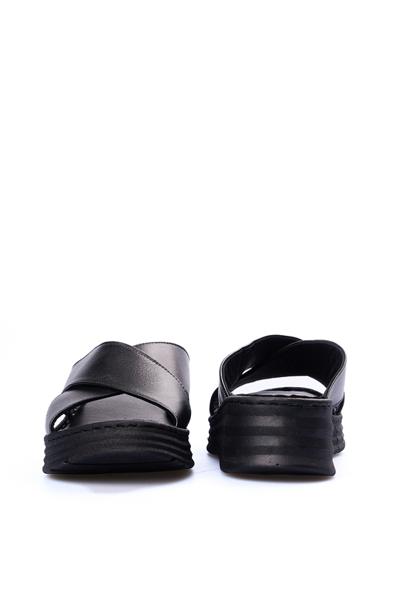 İrem 45 2519 Siyah Kadın Derı Terlik