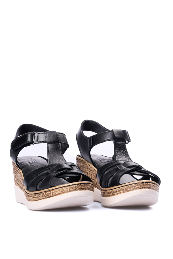 İrem 5 3644 Siyah Kadın Derı Sandalet