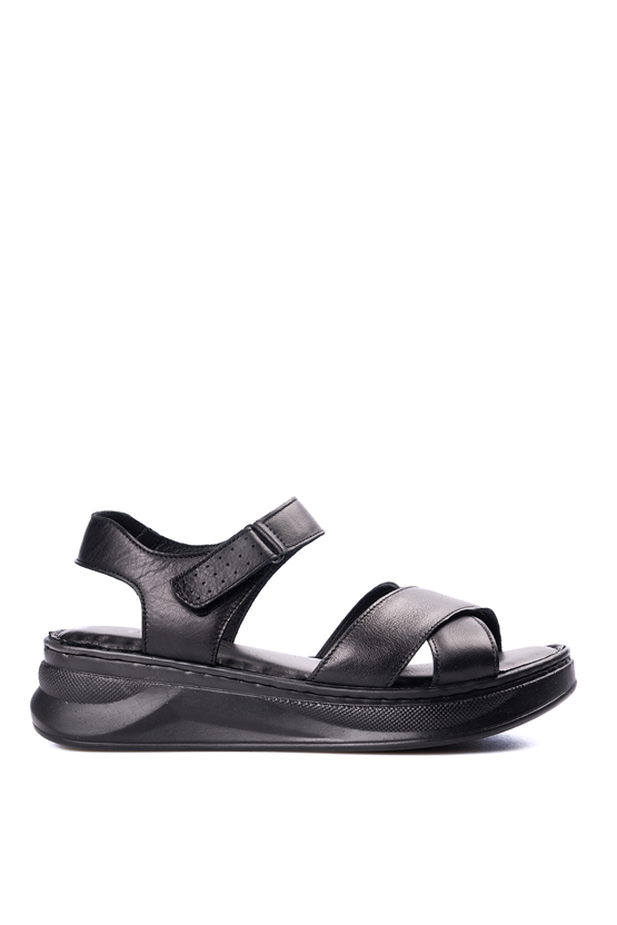 İrem 51 1601 Siyah Kadın Derı Sandalet