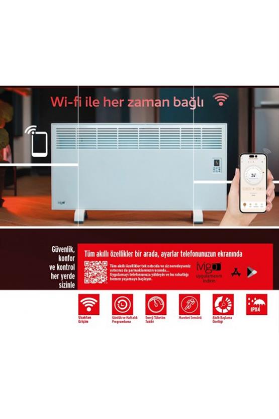 İvigo Isıtıcı İvigo EPK4590E20W Dijital Profesyonel Konvektör 2000 WATT Beyaz WİFİ