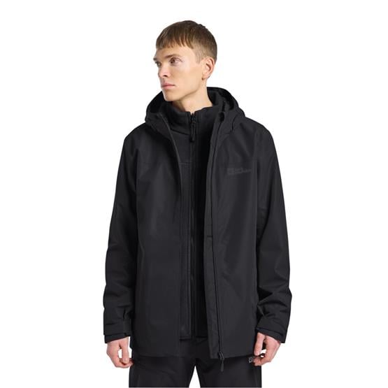Jack Wolfskın 1115311-6000 Black Taubenberg 3In1 Jkt M Erkek Outdoor Mont