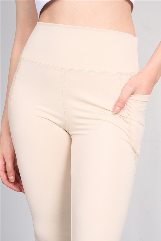 Jeneric Y26 Bej Kadın İspanyol Tayt S-Xl