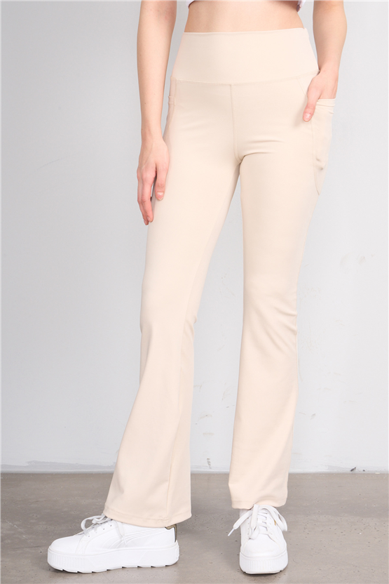 Jeneric Y26 Bej Kadın İspanyol Tayt S-Xl