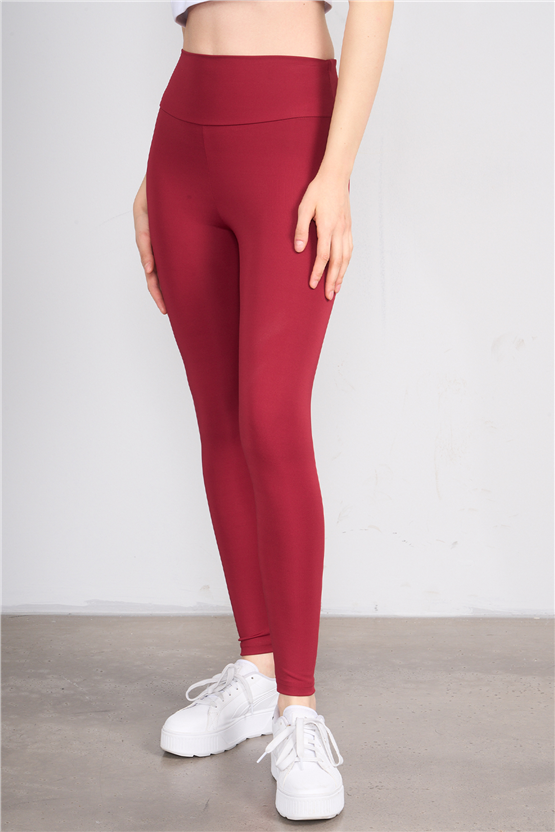 Jeneric Y26 Bordo Kadın Dar Paça Tayt S-Xl