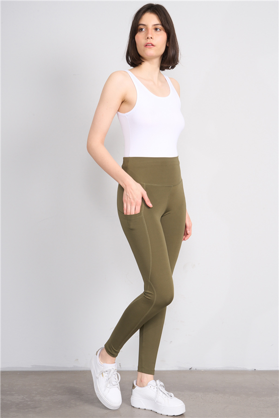 Jeneric Y26 Haki Kadın Log Dikişli Tayt S-Xl