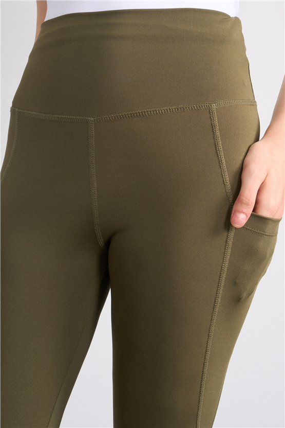 Jeneric Y26 Haki Kadın Log Dikişli Tayt S-Xl