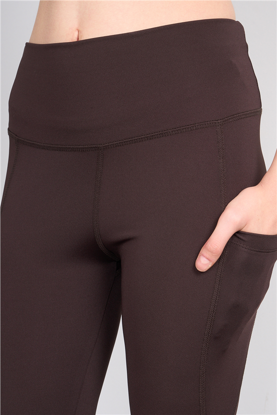 Jeneric Y26 Kahverengi Kadın Log Dikişli Tayt S-Xl