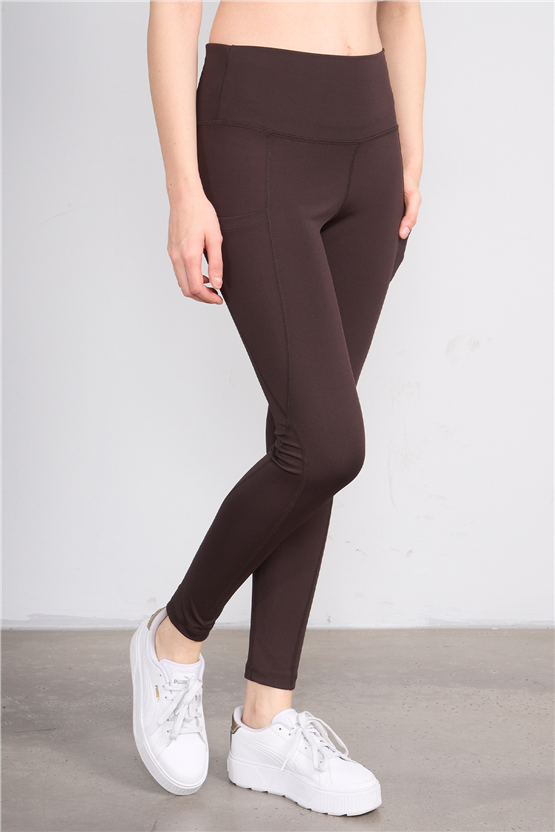 Jeneric Y26 Kahverengi Kadın Log Dikişli Tayt S-Xl