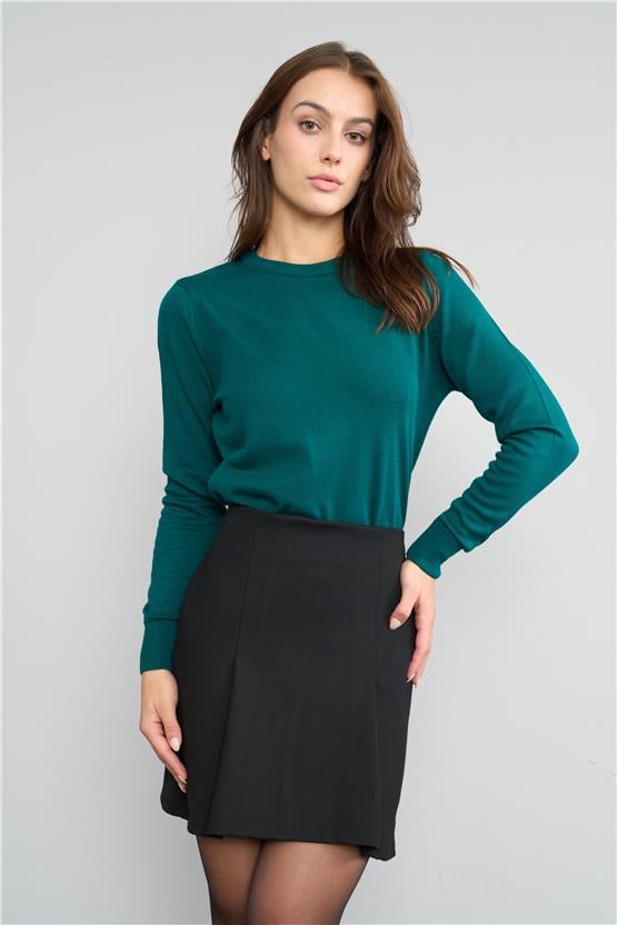 Kadın B Yaka Yeşil Kazak