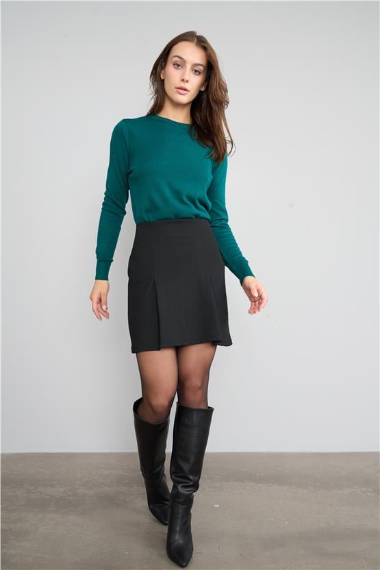 Kadın B Yaka Yeşil Kazak