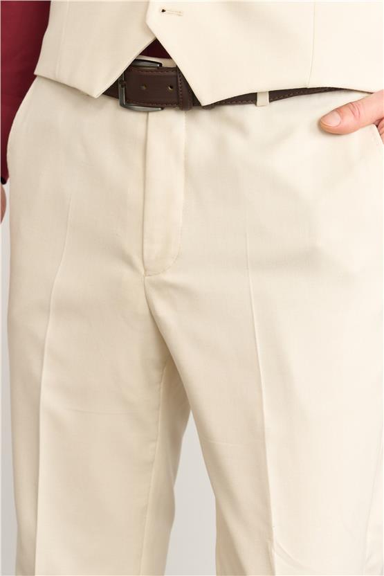 Kagi Bej Erkek Pamuk Polyester Parma Yelekli Takım