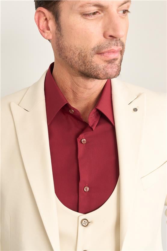 Kagi Bej Erkek Pamuk Polyester Parma Yelekli Takım