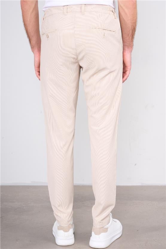 Kagi Bej Erkek Zeplın Cızgılı Jogger Pantolon