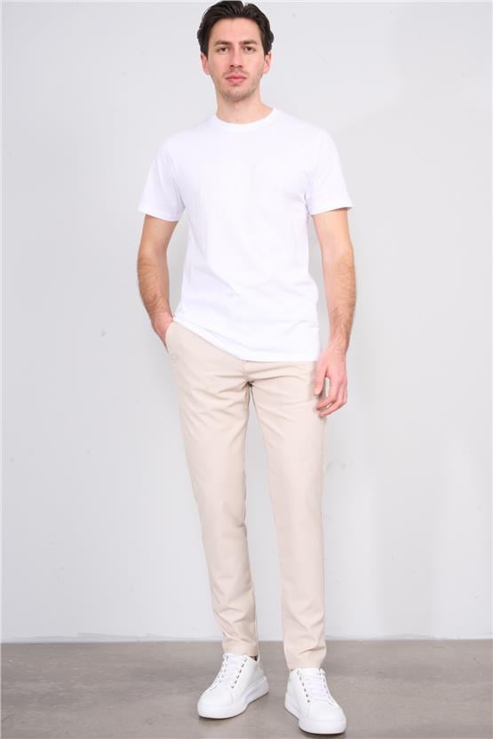 Kagi Bej Erkek Zeplın Cızgılı Jogger Pantolon