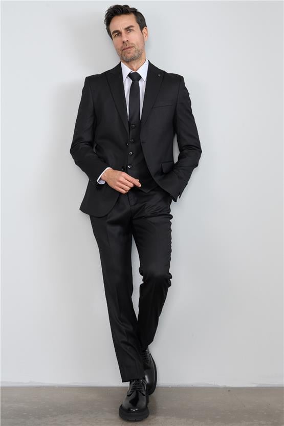 Kagi Brıstol Siyah Yeleklı Takım Elbıse